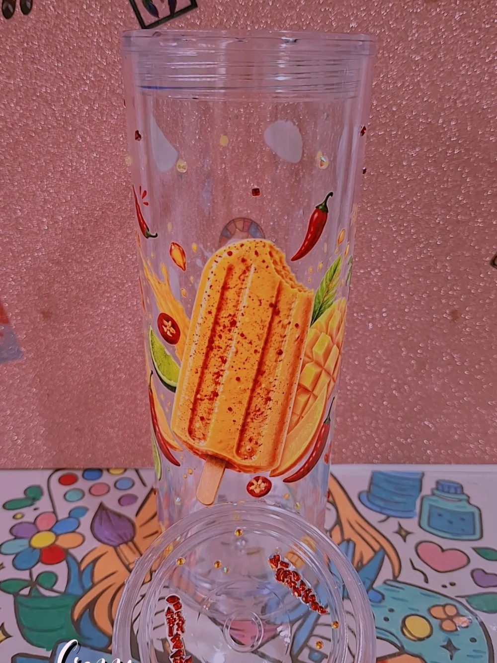 Clear Mango Popsicle Travel Tumbler by